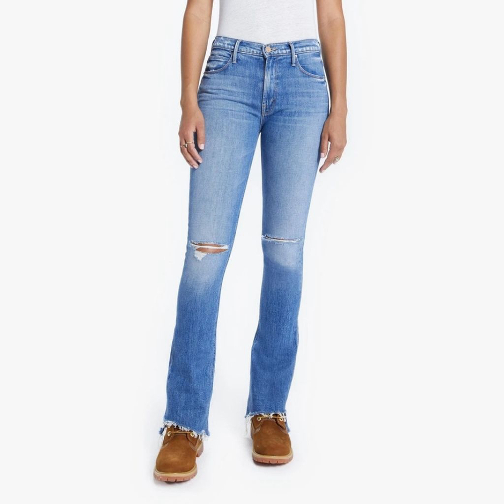 Mother Denim The Runaway jeans Step Fray Spice it Up distressed blue women's 29